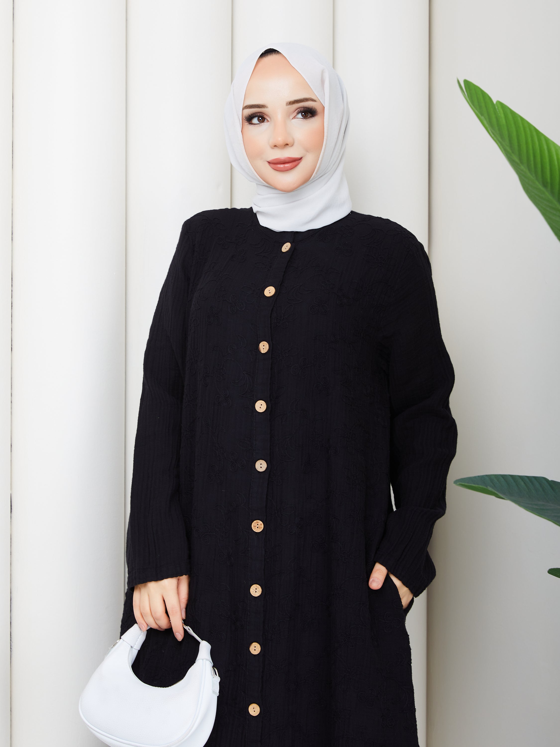 MA02 SİYAH | NAKIŞLI %100 PAMUKLU MÜSLİM ARABOY/KAP